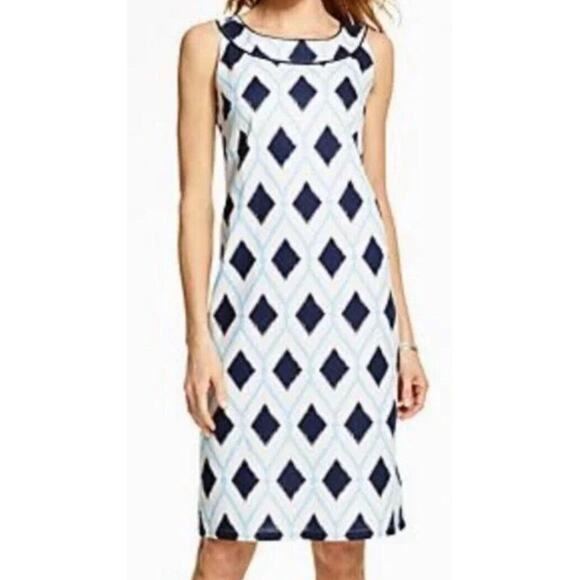 Talbots Dresses & Skirts - NWOT Talbots Sz 4 Dress Blue/White Linen/Cotton Blend Lined Sleeveless Shift